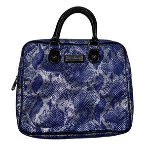 Betsey Johnson Blue Silver Metallic Snakeskin Printed Laptop Briefcase Bag